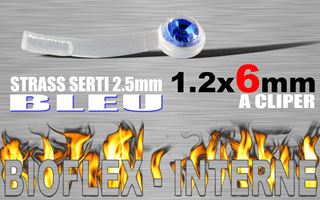 lot de 5 microbananes bioflex clipables 1.2 x 6 - strass bleu serti - autoclavable - special arcade (pierre en face) - nombreux accessoires a clipper (voir les produits compatibles)