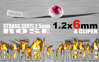 lot de 5 microbananes bioflex clipables 1.2 x 6 - strass rose serti - autoclavable - special arcade (pierre en face) - nombreux accessoires a clipper (voir les produits compatibles)