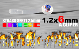 lot de 5 microbananes bioflex clipables 1.2 x 6 - strass irise serti - autoclavable - special arcade (pierre en face) - nombreux accessoires a clipper (voir les produits compatibles)