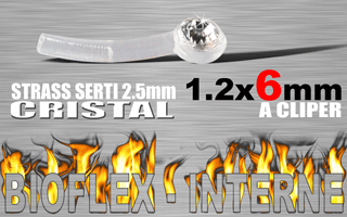 lot de 5 microbananes bioflex clipables 1.2 x 6 - strass cristal serti - autoclavable - special arcade (pierre en face) - nombreux accessoires a clipper (voir les produits compatibles)