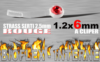 lot de 5 microbananes bioflex clipables 1.2 x 6 - strass rouge serti - autoclavable - special arcade (pierre en face) - nombreux accessoires a clipper (voir les produits compatibles)