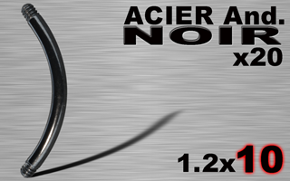 lot de 20 bananes acier 316l anodise noir 1.2 x 10