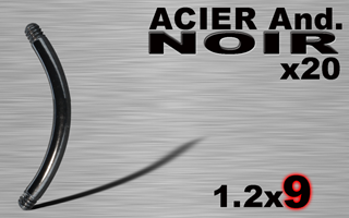 lot de 20 bananes acier 316l anodise noir 1.2 x 9