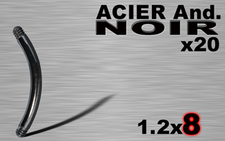 lot de 20 bananes acier 316l anodise noir 1.2 x 8