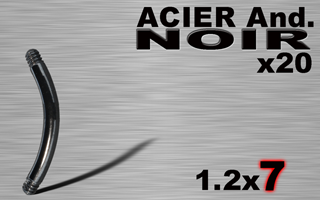 lot de 20 bananes acier 316l anodise noir 1.2 x 7