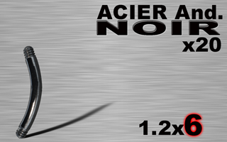 lot de 20 bananes acier 316l anodise noir 1.2 x 6
