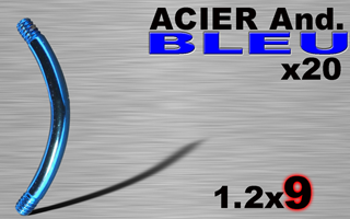 lot de 20 bananes acier 316l anodise bleu 1.2 x 9