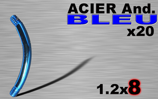 lot de 20 bananes acier 316l anodise bleu 1.2 x 8