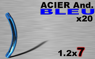 lot de 20 bananes acier 316l anodise bleu 1.2 x 7
