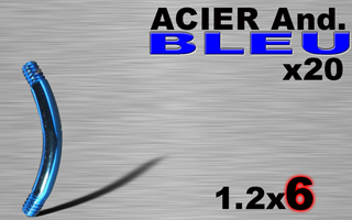 lot de 20 bananes acier 316l anodise bleu 1.2 x 6