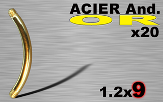 lot de 20 bananes acier 316l anodise or 1.2 x 9