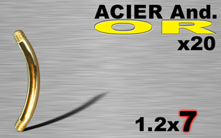 lot de 20 bananes acier 316l anodise or 1.2 x 7