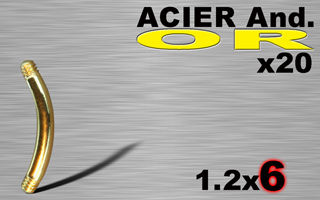 lot de 20 bananes acier 316l anodise or 1.2 x 6