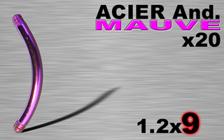 lot de 20 bananes acier 316l anodise mauve 1.2 x 9
