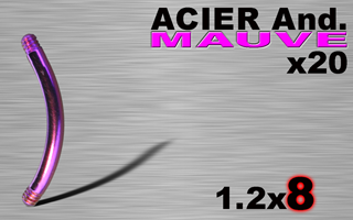 lot de 20 bananes acier 316l anodise mauve 1.2 x 8