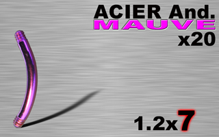 lot de 20 bananes acier 316l anodise mauve 1.2 x 7