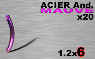 lot de 20 bananes acier 316l anodise mauve 1.2 x 6