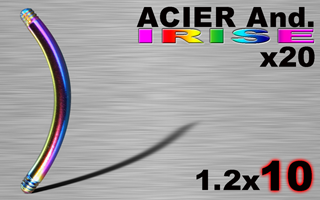 lot de 20 bananes acier 316l anodise irise 1.2 x 10