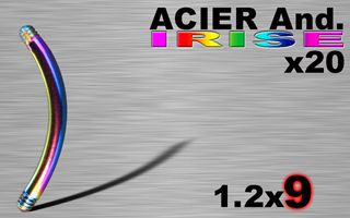 lot de 20 bananes acier 316l anodise irise 1.2 x 9