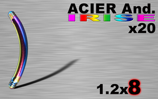 lot de 20 bananes acier 316l anodise irise 1.2 x 8