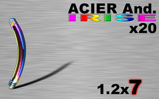 lot de 20 bananes acier 316l anodise irise 1.2 x 7