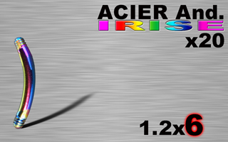 lot de 20 bananes acier 316l anodise irise 1.2 x 6