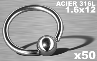 lot de 50 bcr acier 316l 1.6 x 12 mm