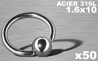lot de 50 bcr acier 316l 1.6 x 10 mm