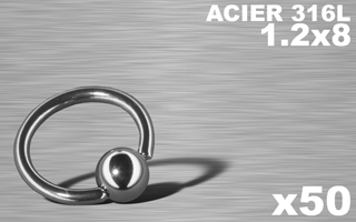 lot de 50 bcr acier 316l 1.2 x 8 mm