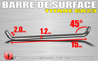 lot de 10 barres de surface en titane grade 23 - coudee a 45 degre - hauteur 2.0 mm - jonc 1.2 mm - longueur 15 mm