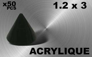 lot de 50 cones 1.2 x 3 - acrylique noir