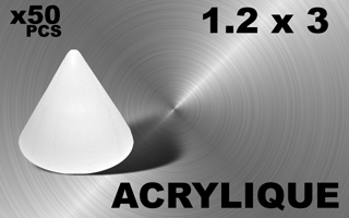 lot de 50 cones 1.2 x 3 - acrylique blanc