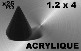 lot de 25 cones 1.2 x 4 - acrylique noir