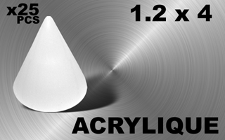 lot de 25 cones 1.2 x 4 - acrylique blanc