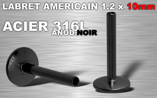 lot de 10 bases labret american acier 1.2 x 10 mm - acier 316l - anodise noir - disque de base 4 mm