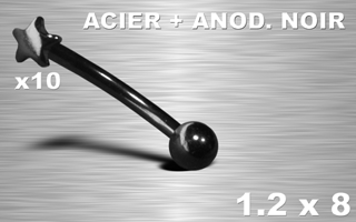 lot de 10 bananes 1.2 x 8 acier anodise noir - mini etoiles