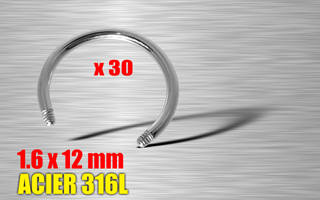 lot de 30 ciculaire sans boules 1.6 x 12 - acier 316 l