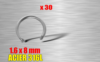 lot de 30 ciculaire sans boules 1.6 x 8 - acier 316 l