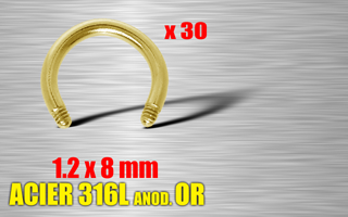 lot de 30 ciculaire sans boules 1.2 x 8 - acier 316 l anod. or
