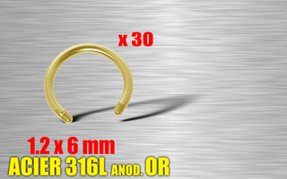 lot de 30 ciculaire sans boules 1.2 x 6 - acier 316 l anod. or
