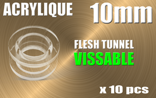 lot de 10 flesh tunnel vissable acrylique translucide 10 mm
