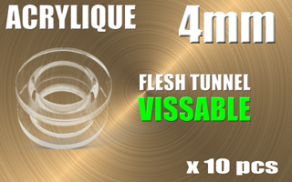 lot de 10 flesh tunnel vissable acrylique translucide 4 mm