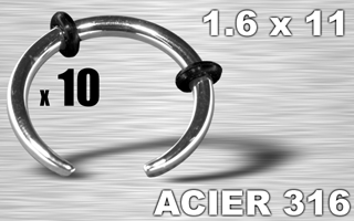 lot de 10 arcs acier 1.6 - diametre 11 mm