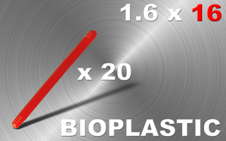 lot de 20 barres bioplastic 1.6 x 16 - rouges