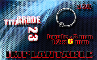 lot de 20 anneaux titane grade 23 - 1.2 x 6 mm