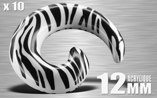 lot de 10 spiral acrylique zebree 12 mm