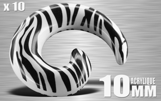 lot de 10 spiral acrylique zebree 10 mm
