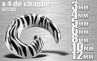 lot de 28 spiral acrylique zebree