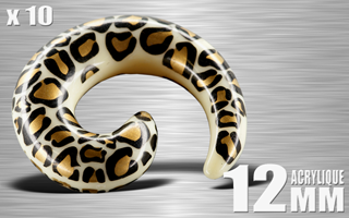 lot de 10 spiral leopard acrylique 12 mm
