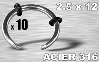 lot de 10 arcs acier 2.5 - diametre 12 mm